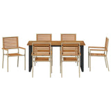 Garden Dining Set 7 pcs Beige Solid Acacia Wood 3365462