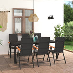 ZNTS 7 Piece Garden Dining Set Black and Brown 3060086