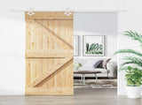 Sliding Door Natural and White 90 x 210 cm Solid Pine Wood 3445099