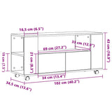 TV Cabinet with Wheels Artisan Oak 102x34.5x43 cm Engineered Wood 855991
