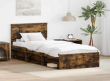 Bed Frame with Headboard Smoked Oak 75 x 190 cm Solid Pine Wood 3410667