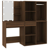 LED Dressing Table with Cabinets Brown Oak Engineered Wood 3120190