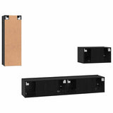 Wall TV Cabinet Wall-mounted 4 pcs Black Oak Engineered Wood 3393466