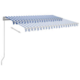 Manual Retractable Awning with LED 300x250 cm Blue and White 3068861