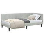 Corner Bed Frame with Headboard Light grey 90 x 190 cm Velvet 42016338
