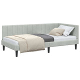 Corner Bed Frame with Headboard Light grey 100 x 200 cm Velvet 42016358