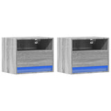 ZNTS Wall-mounted Bedside Cabinets with LED Lights 2 pcs Grey Sonoma 852072