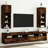 2 Piece TV Cabinet Set with LED Lights Smoked Oak 30,5x30x90 cm 837010