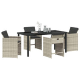 Garden Dining Set with Cushion 5 pcs Light Grey Poly Rattan 3379994