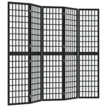 ZNTS Folding 5-Panel Room Divider Japanese Style 200x170 cm Black 352081