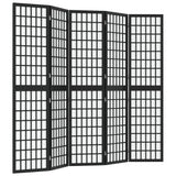 ZNTS Folding 5-Panel Room Divider Japanese Style 200x170 cm Black 352081