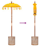 Parasol with Base Yellow 95 x 95 x 260 cm Cotton and Wood 3356915