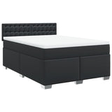 ZNTS Box Spring Bed with Mattress Black 160x200 cm Faux Leather 3286128