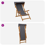 Deck Chair 2 pcs 3 Position Solid Eucalyptus Wood Grey 3407809