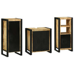Bathroom Furniture Set with Shelf 3 pcs Brown Solid Mango Wood 3305630