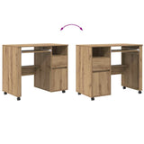 Desk with Wheels Artisan Oak 91 x 50 x 77 cm Engineered Wood 869537