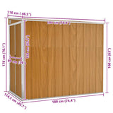 Wall-mounted Garden Shed Brown 118x194x178 cm Galvanised Steel 316224