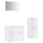 ZNTS Bathroom Furniture Set High Gloss White Engineered Wood 3071186
