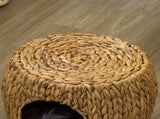 Wicker Cat Bed Cat House Stool with Washable Cushion, 44 x 43 x 41cm T3398P349909