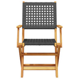 Bistro Set Black Poly Rattan, Solid Acacia wood with an oil finish 3281790