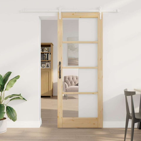 Sliding Door Manual Brown 83 x 211 cm Wood and metal 3332363