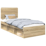 Bed Frame with Headboard Sonoma 100 x 200 cm Solid Pine Wood 3412526