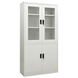 Office Cabinet Light grey Steel, tempered glass 90x40x180 cm 335947