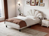 3ft Single Upholstered Velvet Bed, with Adjustable Chic Petal Headboard, Velvet Platform Bed N652P180513W