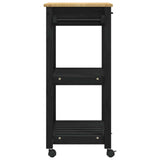 Kitchen Trolley MONZA Black 60 x 40 x 88.5 cm Solid Pine Wood 42027035