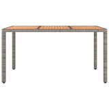 Garden Table with Wooden Top Grey Poly Rattan&Solid Wood Acacia 319552