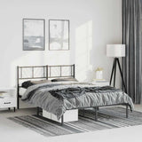 Metal Bed Frame without Mattress with Headboard Black 135x190cm 372178