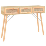 Console Table Brown 105x30x75 cm Solid Wood Pine&Natural Rattan 345629