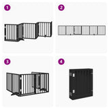 Dog Gate with Door Foldable 6 Panels Black 300 cm Poplar Wood 352189