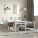 Metal Bed Frame without Mattress with Footboard White 160x200cm 372249