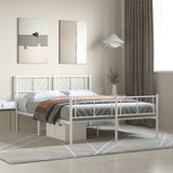 Metal Bed Frame without Mattress with Footboard White 160x200cm 372249