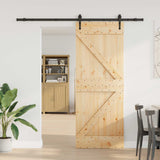 Sliding Door NARVIK Natural and Black 80 x 210 cm 3445248