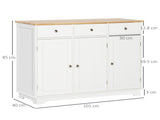 Sideboard with Rubber Wood Top, Modern Storage Cabinet, Kitchen Cupboard with Doors, Drawers and T3398P330527