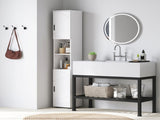 Line Embossed Tall Bathroom Storage Cabinet - White T3398P343302