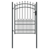 Fence Gate with Spikes Grey 170 x 100 cm Powder-coated steel 42009005