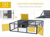 Rabbit Hutch Outdoor, Guinea Pig House, Bunny Run Cage with Openable Top for 1-2 Rabbits, 123 120 T3398P347609