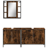 3 Piece Bathroom Cabinet Set Smoked Oak Engineered Wood 3214732