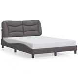 Bed Frame with LED without Mattress "Hvar" Grey 140x190 cm 3213930
