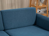 Compact Loveseat Sofa, Modern 2 Seater Sofa for Living Room with Wood Legs and Armrests, Blue T3398P378084