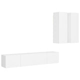 4 Piece TV Cabinet Set White Engineered Wood 3078686