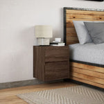 ZNTS Wall-mounted Bedside Cabinet with LED Lights Brown Oak 3307973