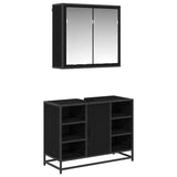 Bathroom Furniture Set 2 pcs Black Oak Engineered Wood 3402461