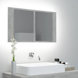 LED Bathroom Mirror Cabinet Concrete Grey 80x12x45 cm Acrylic 804968