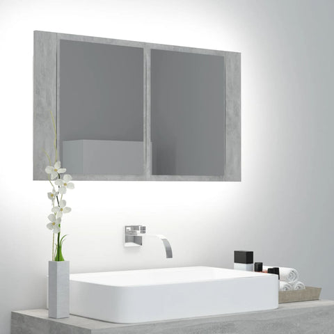 LED Bathroom Mirror Cabinet Concrete Grey 80x12x45 cm Acrylic 804968