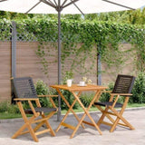 Bistro Set Black, Brown Solid acacia wood, PE rattan Standard 3281874