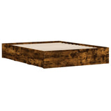 Bed Frame with Drawers without Mattress Smoked Oak 150x200 cm King Size 3207270